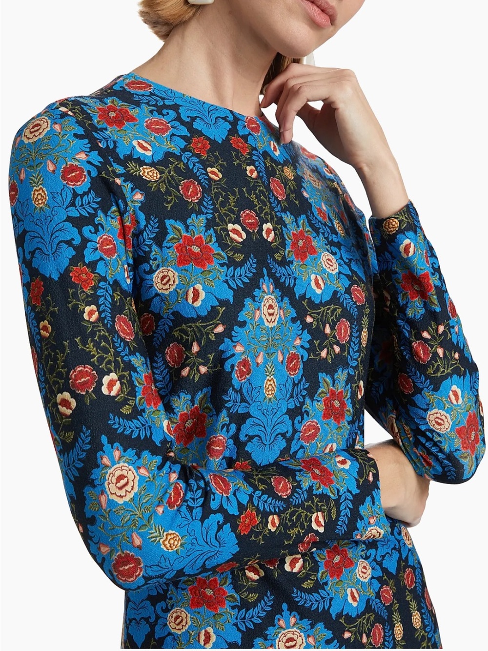FARM Rio Arabesque Floral Blue Jersey Midi Dress Size M - Picture 5 of 15